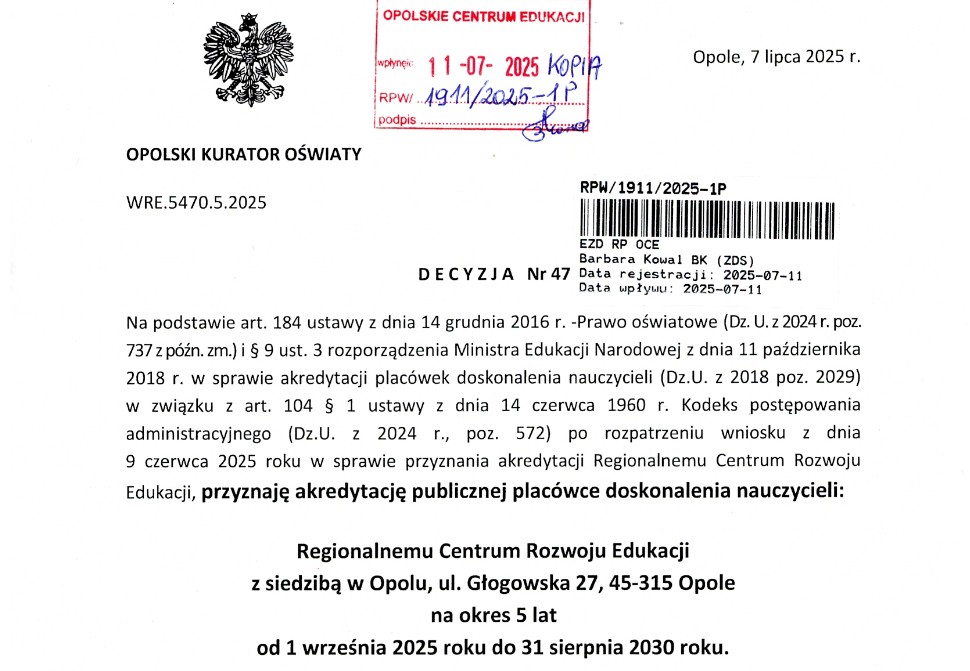 Obraz do artykulu: Akredytacja RCRE